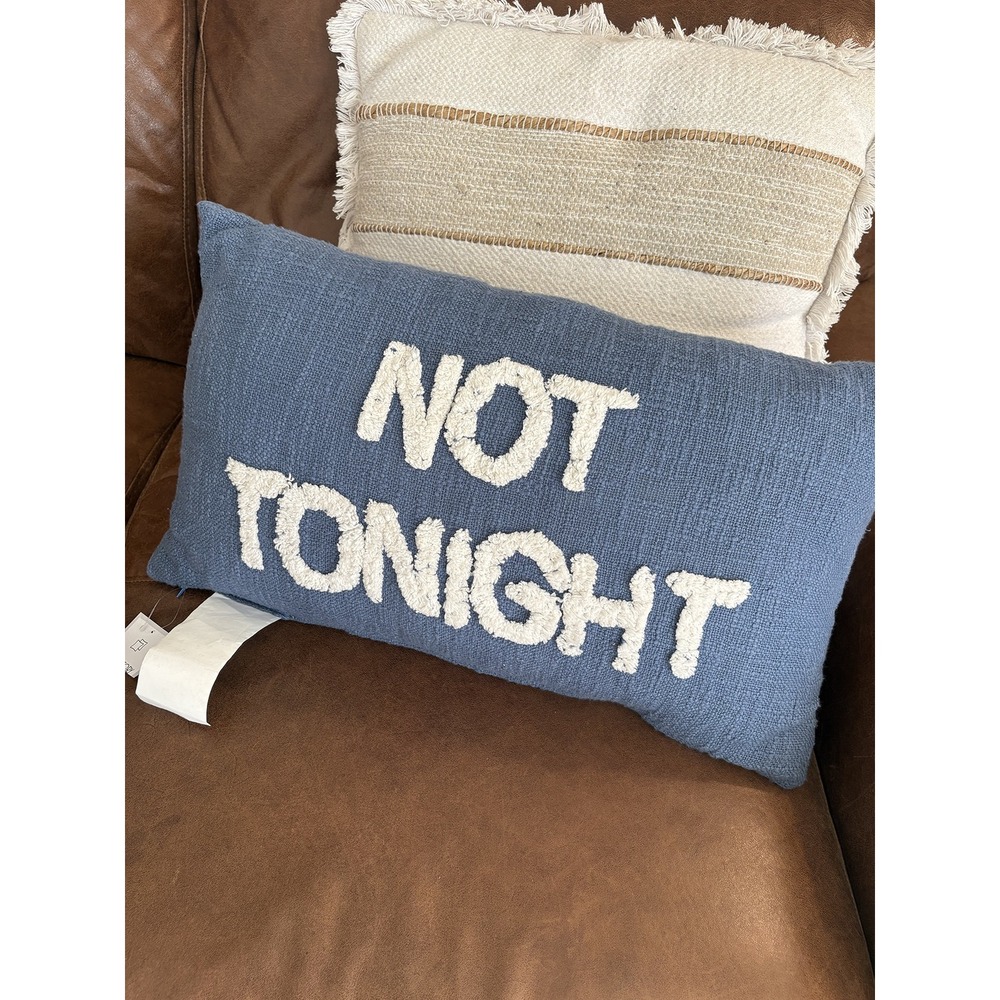 NWT Reversible Tonight OR Not Tonight Blue Throw Pillow Funny Bridal Anniversary
